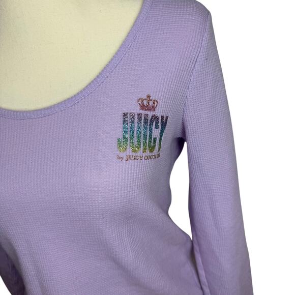 Juicy Couture Lavender Waffle Knit Logo Top Girl's  Medium Crown Graphic - Picture 3 of 5